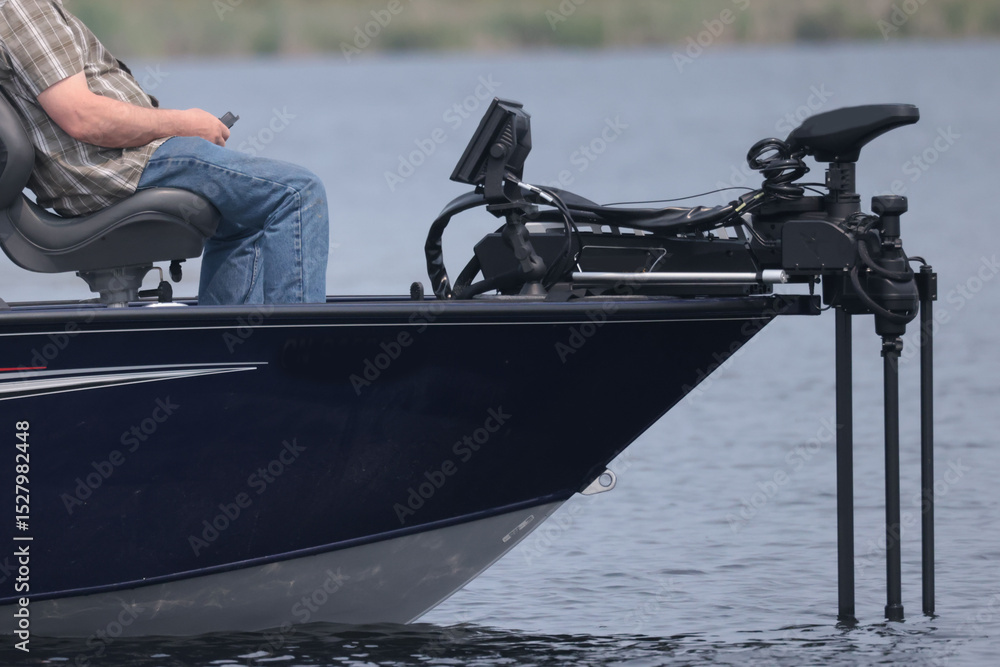 Bow-mounted trolling motor on a fishing boat